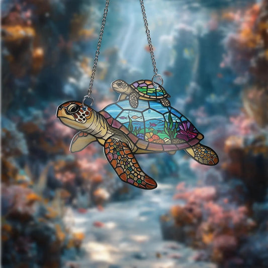 Turtle Mom and Baby - Personalized Acrylic Window