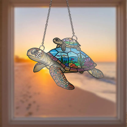 Turtle Mom and Baby - Personalized Acrylic Window