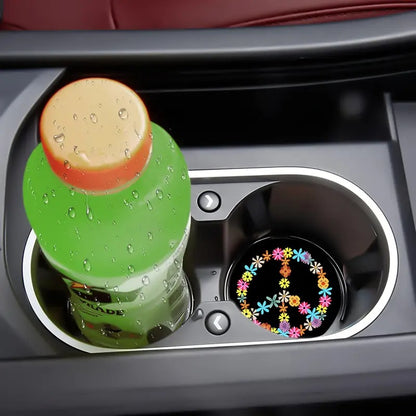 Flower Power Peace Car Coaster