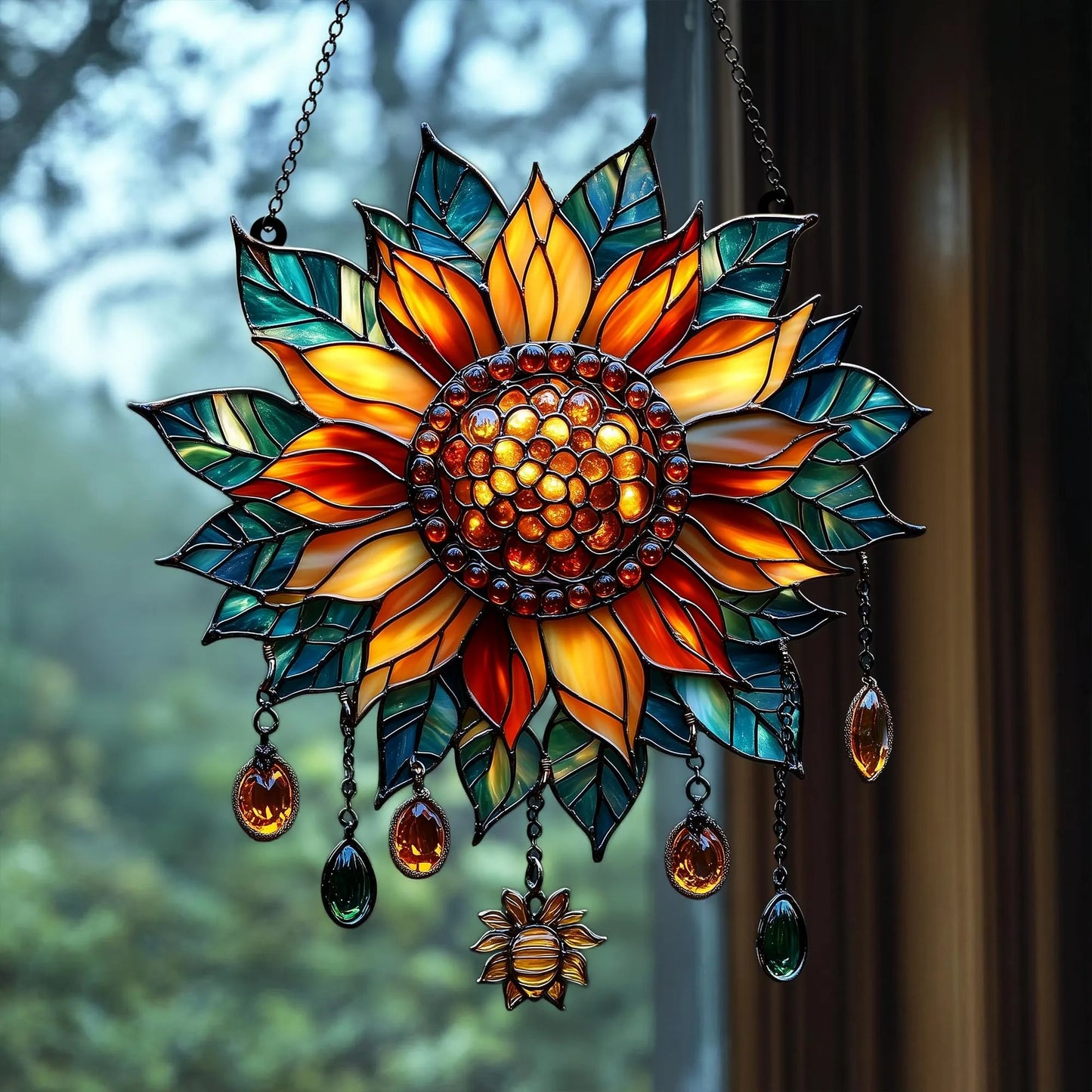 Sunflower Acrylic Suncatcher - Personalized Sunflower Stain Glass Suncatcher