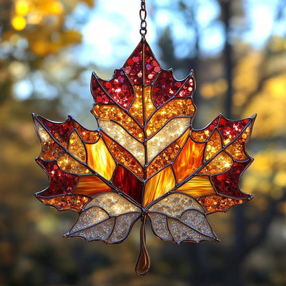 Autumn Maple Leaf Acrylic Suncatcher
