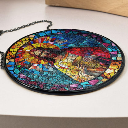 Jesus Christ Stained Glass Suncatcher, Christian Glass Windows Hanging