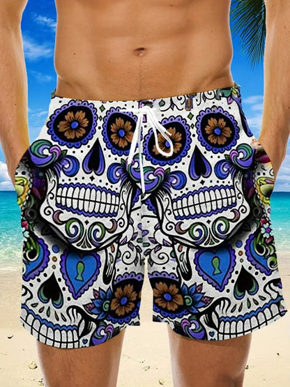 Skull Floral Beach Short Quick Dry