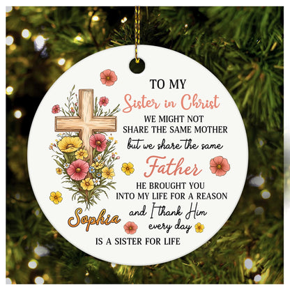 Bible Verse Ornament, Personalized Christian Christmas Gift, Circle Ceramic Ornament