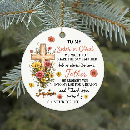 Bible Verse Ornament, Personalized Christian Christmas Gift, Circle Ceramic Ornament