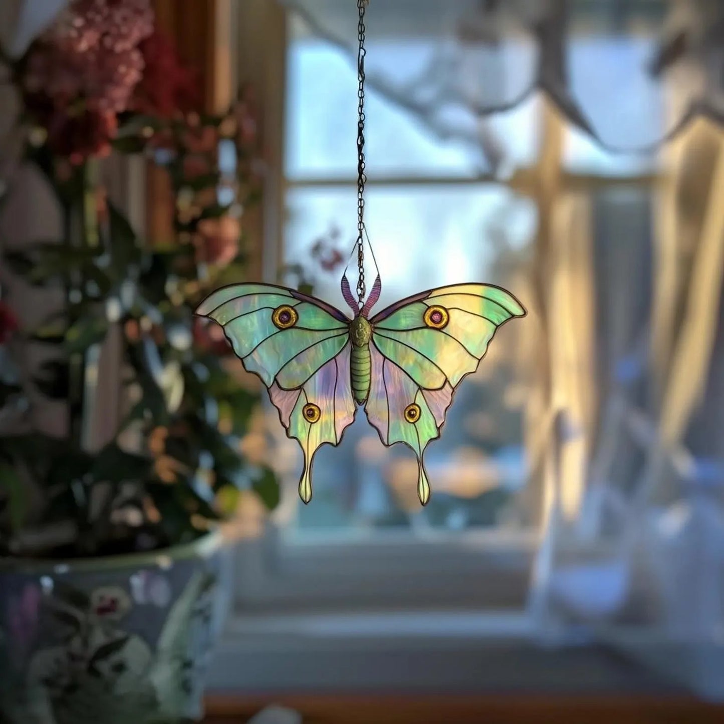 Luna Moth Acrylic Window, Acrylic Window Hanging
