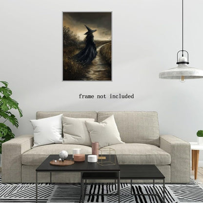 Vintage Witchy Wall Art ,Witch Canvas, Witch Halloween Poster, Wall Decor