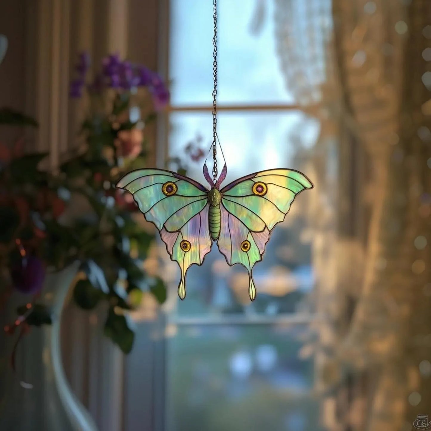 Luna Moth Acrylic Window, Acrylic Window Hanging