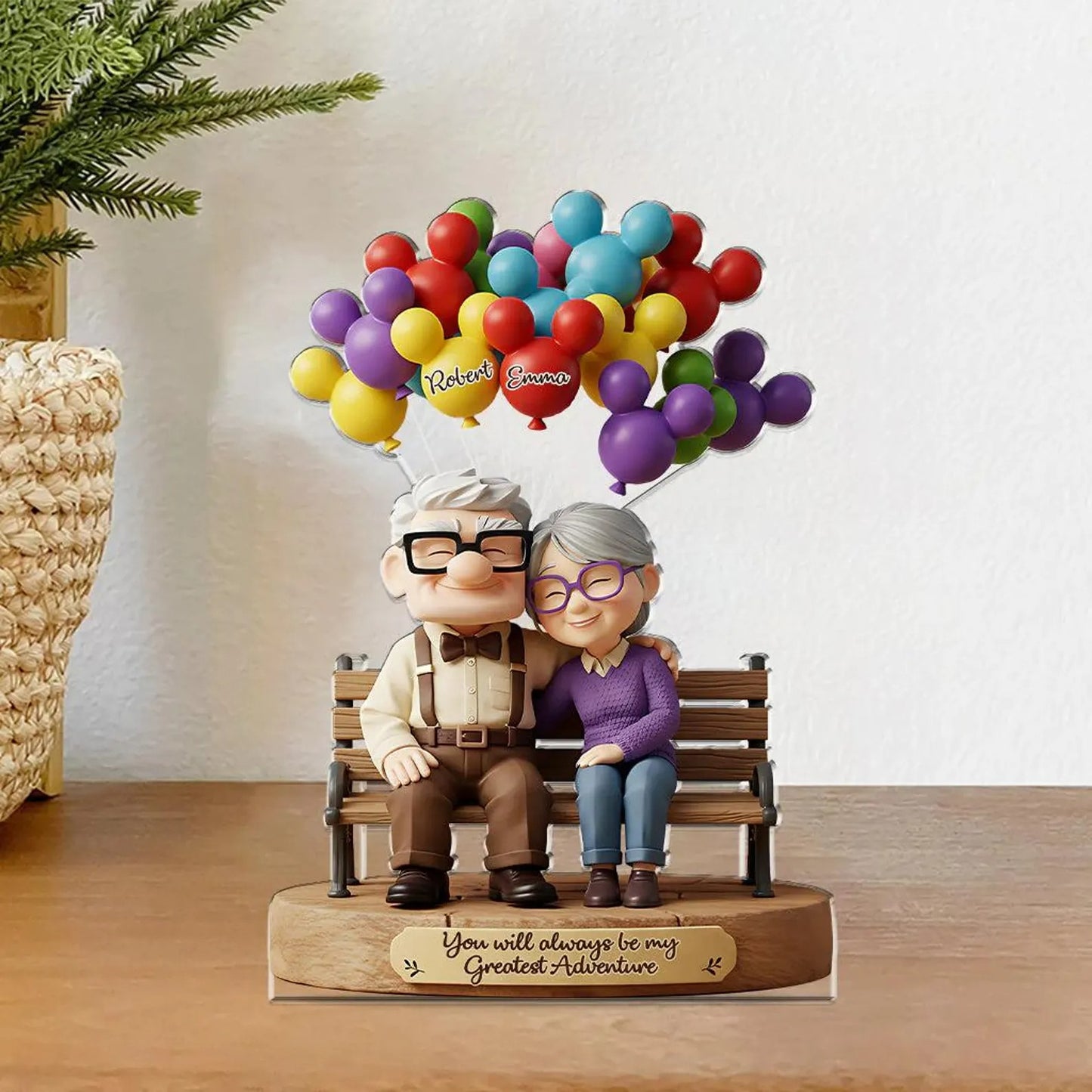 Personalized Custom Shaped Old Couple Acrylic Plaque