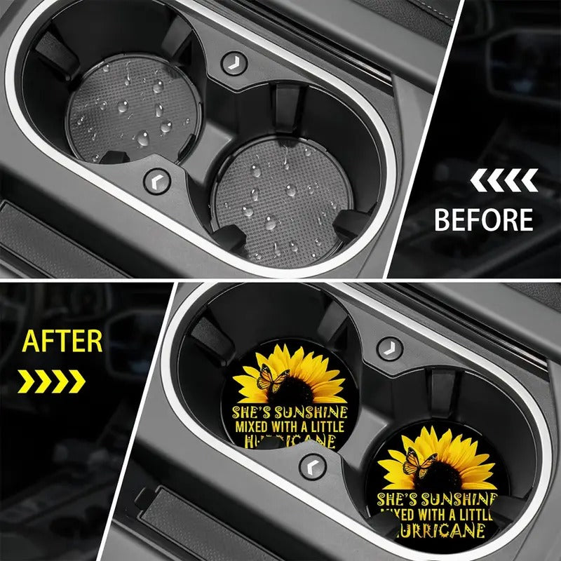 Strong & Beautiful Sunflower Car Coaster