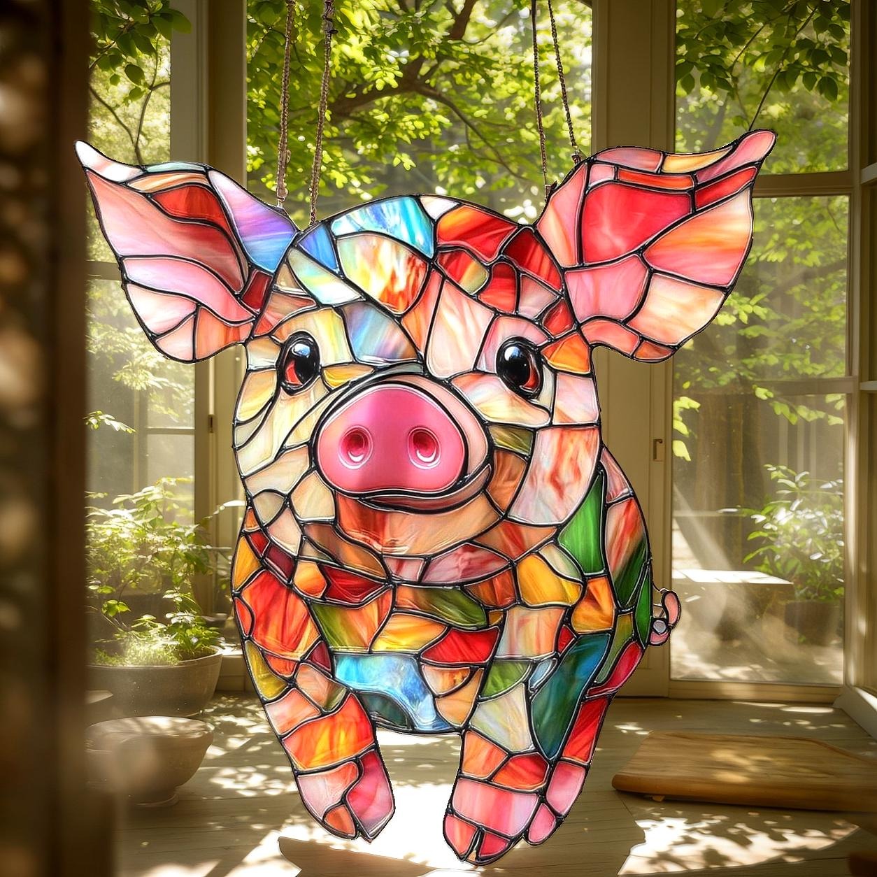 Colorful Pig Acrylic Window, Acrylic Window Hanging