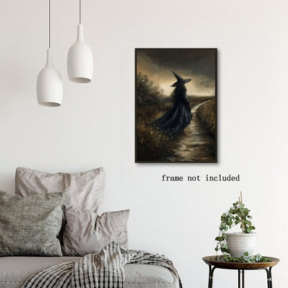 Vintage Witchy Wall Art ,Witch Canvas, Witch Halloween Poster, Wall Decor