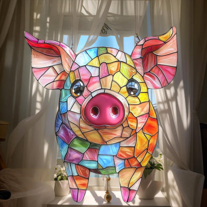 Colorful Pig Acrylic Window, Acrylic Window Hanging