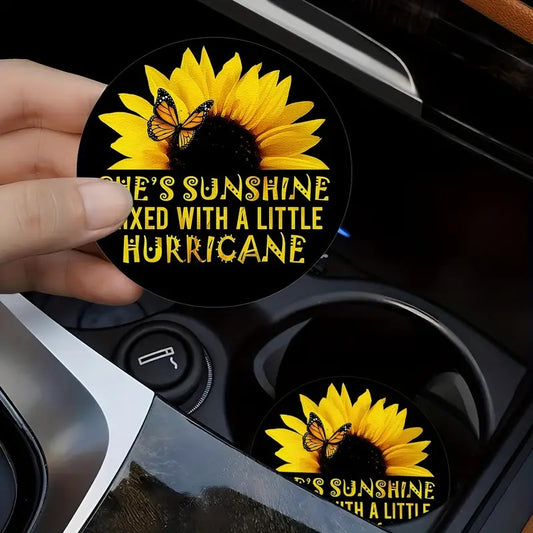 Strong & Beautiful Sunflower Car Coaster