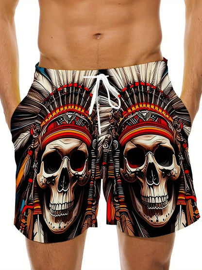Skull Feather - Beach Short Quick Dry