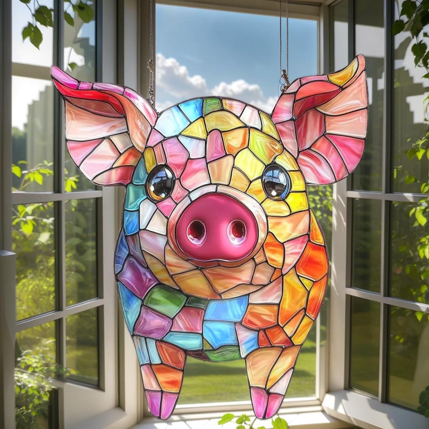 Colorful Pig Acrylic Window, Acrylic Window Hanging