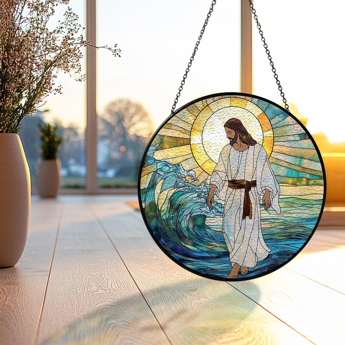 Jesus Christ Suncatcher, Christian Stained Glass
