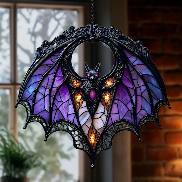 Mystical Purple Bat Acrylic Window, Acrylic Window Hanging