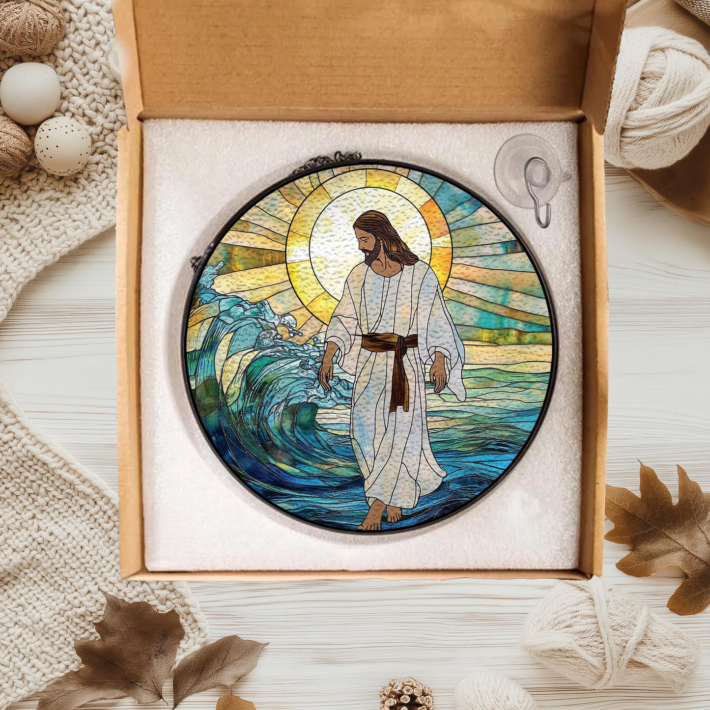 Jesus Christ Suncatcher, Christian Stained Glass