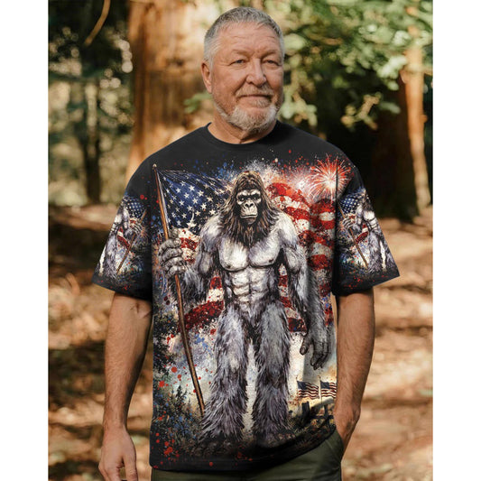 BIGFOOT FIREWORK STARS AND STRIPES ALL OVER PRINT SHIRT