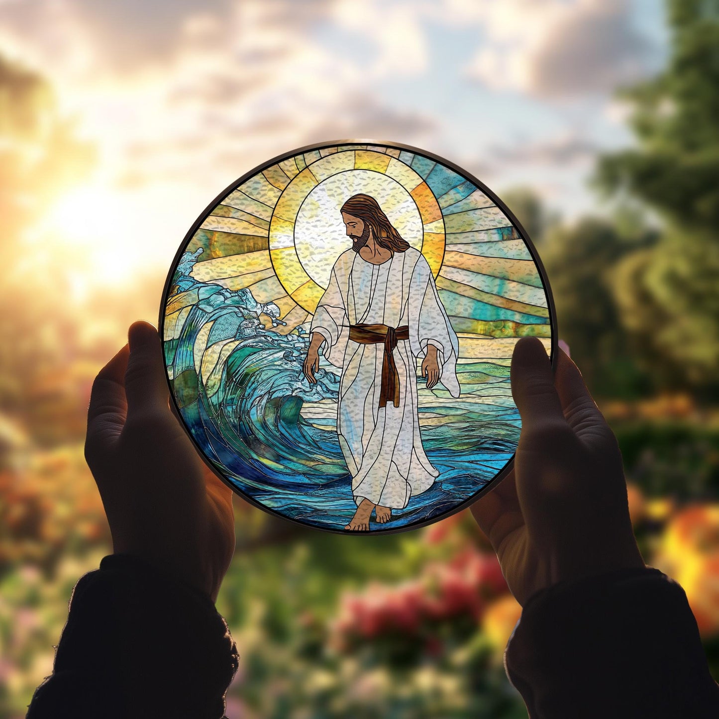 Jesus Christ Suncatcher, Christian Stained Glass