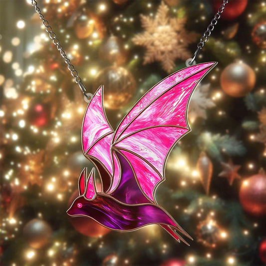 Pink Bat Acrylic Window Suncatcher