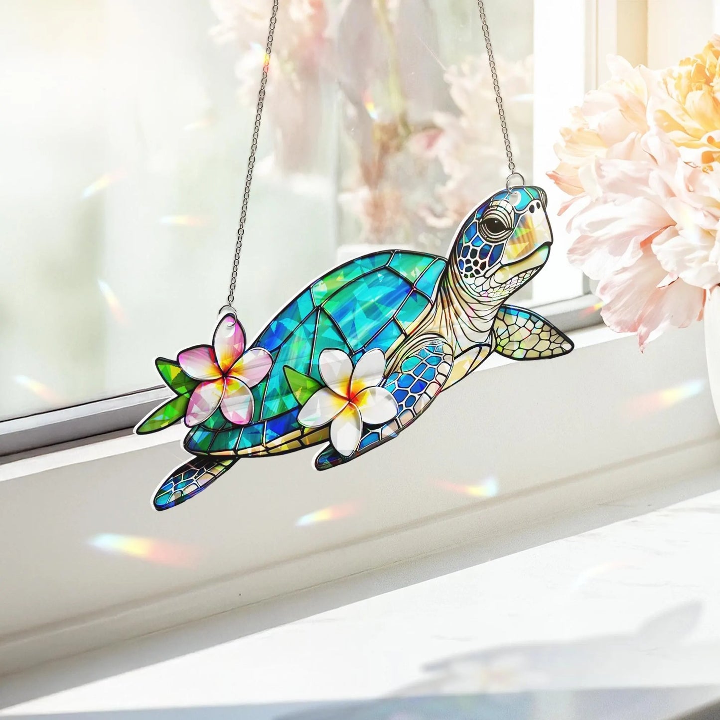 Sea Turtle Holographic Acrylic Suncatcher