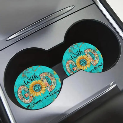 Faith & Sunflower Blessings Car Coaster