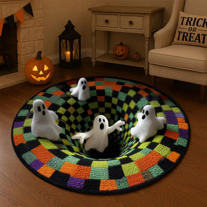 Halloween Ghost Welcome Quilted Round Mat