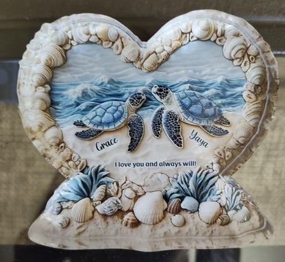Forever By The Sea - Personalized Turtle Couple Shaped Acrylic Plaque