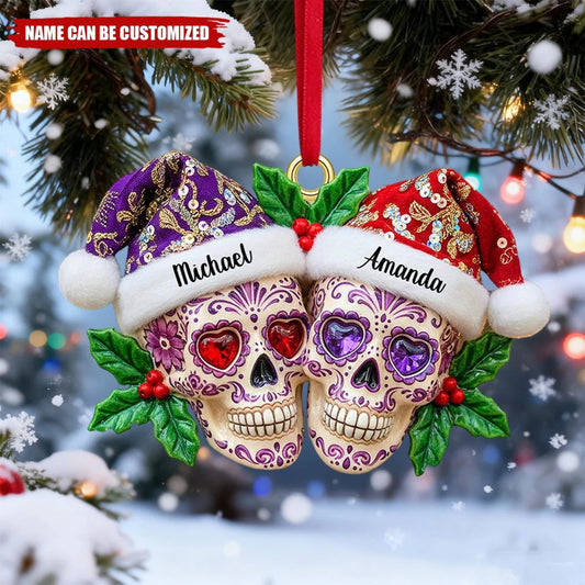 Skull Couple Christmas Ornament - Personalized Gifts For Couple