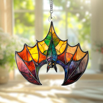 Upside Down Bat Colorful Acrylic Window Suncatcher