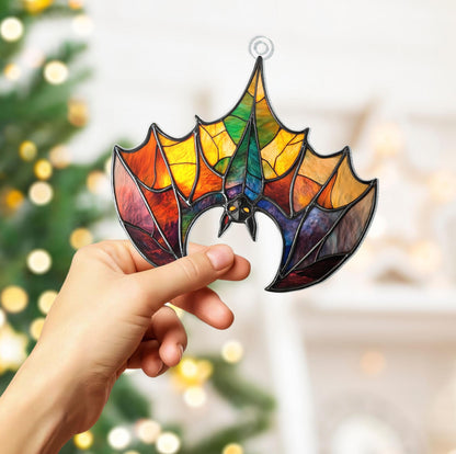 Upside Down Bat Colorful Acrylic Window Suncatcher
