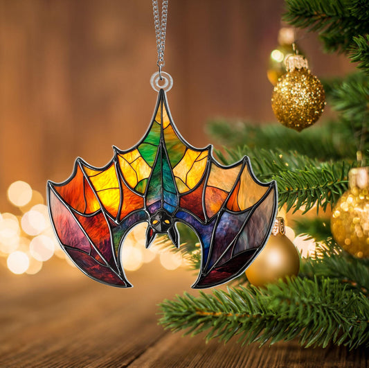 Upside Down Bat Colorful Acrylic Window Suncatcher