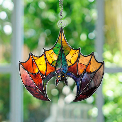 Upside Down Bat Colorful Acrylic Window Suncatcher