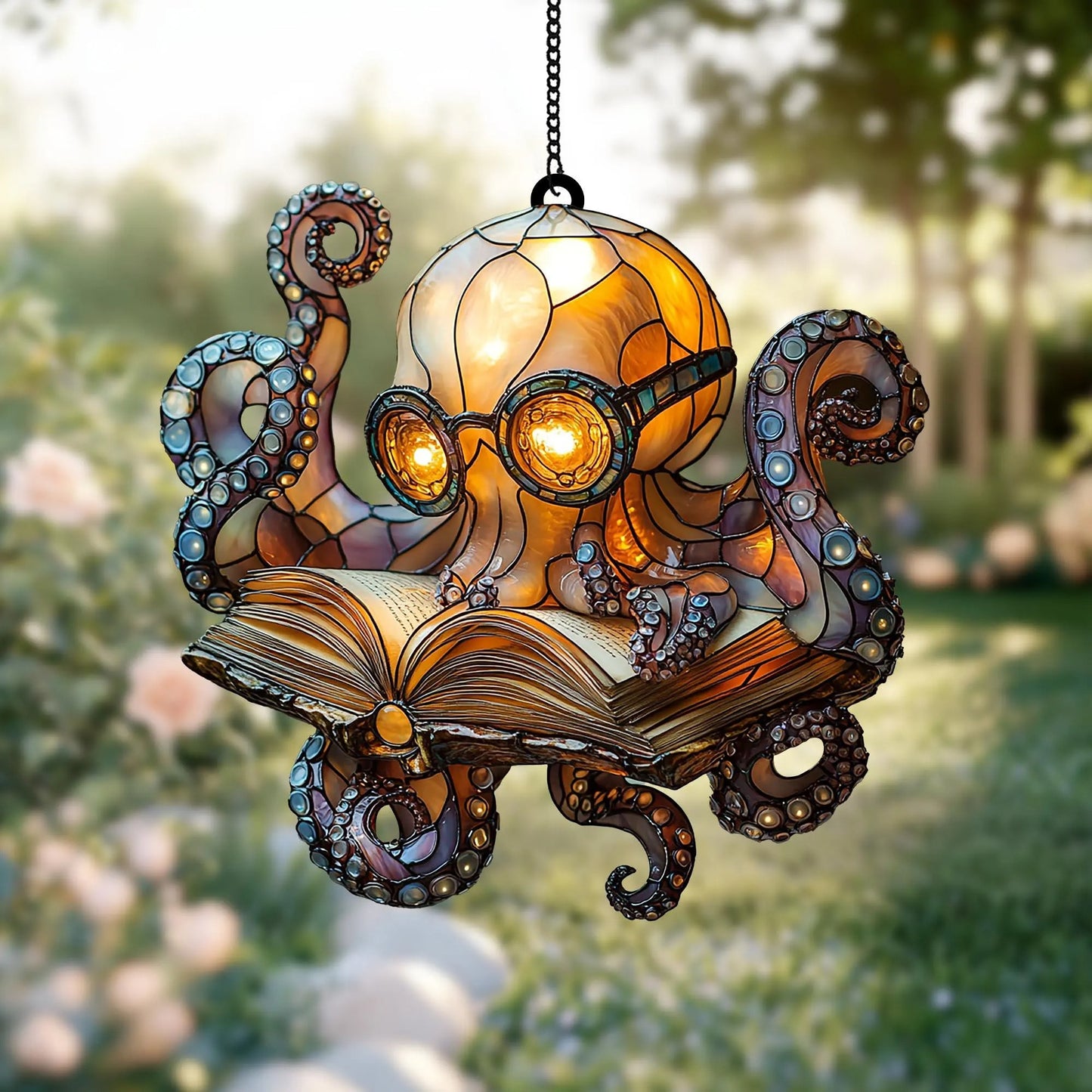 Reading Octopus Acrylic Suncatcher, Acrylic Suncatcher Window