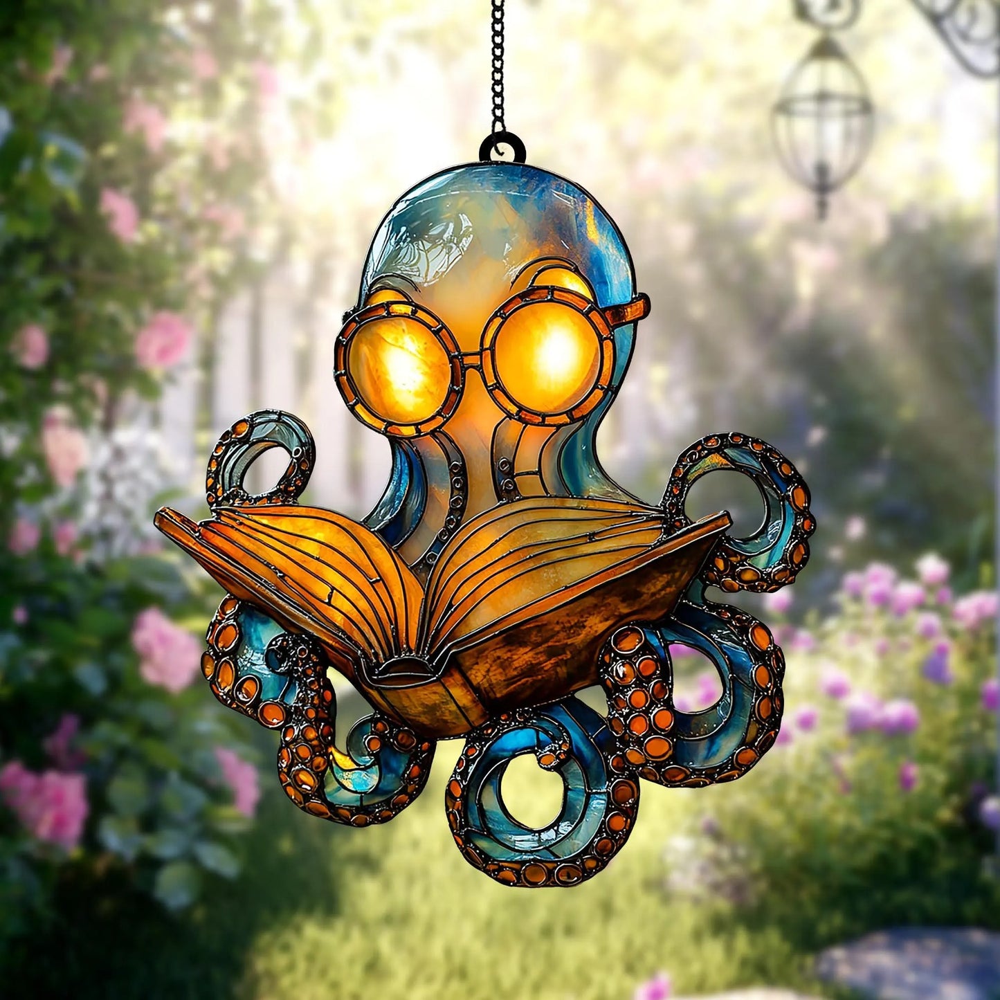 Reading Octopus Acrylic Suncatcher, Acrylic Suncatcher Window