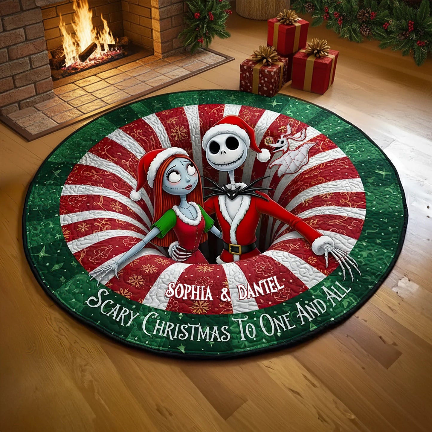 Creepy Cute Couple Round Mat - Personalized Gifts For Couple