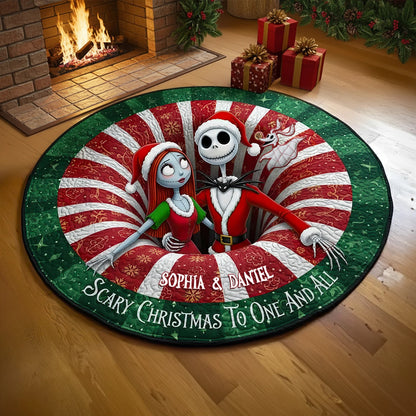 Creepy Cute Couple Round Mat - Personalized Gifts For Couple