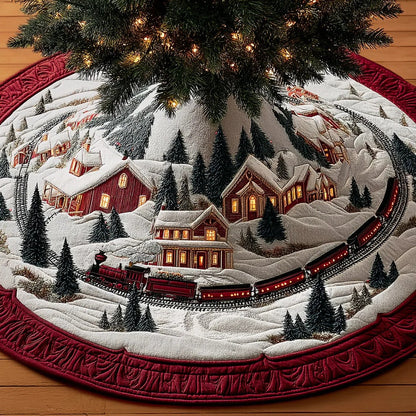 Christmas Village Alpine Express Quilted Christmas Tree Skirt