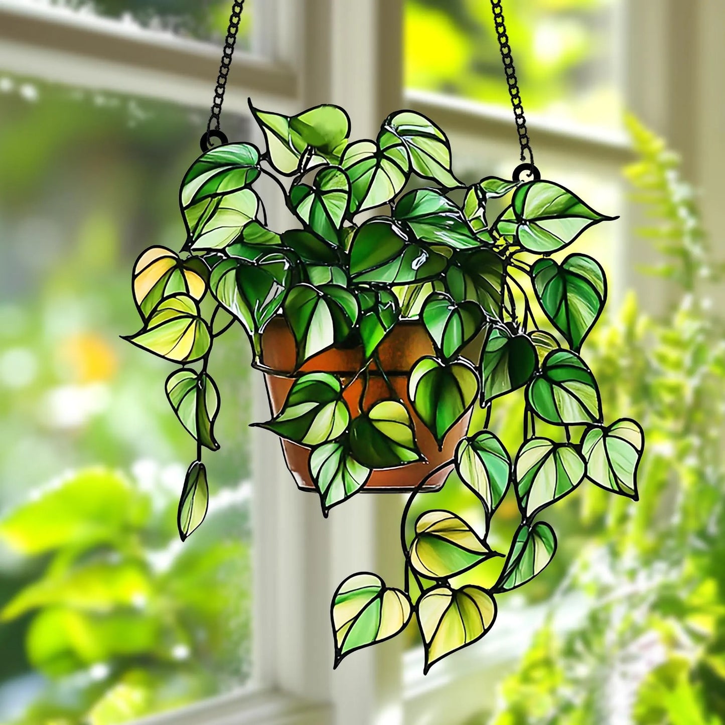 Pothos Acrylic Window, Plant Acrylic Window Hanging