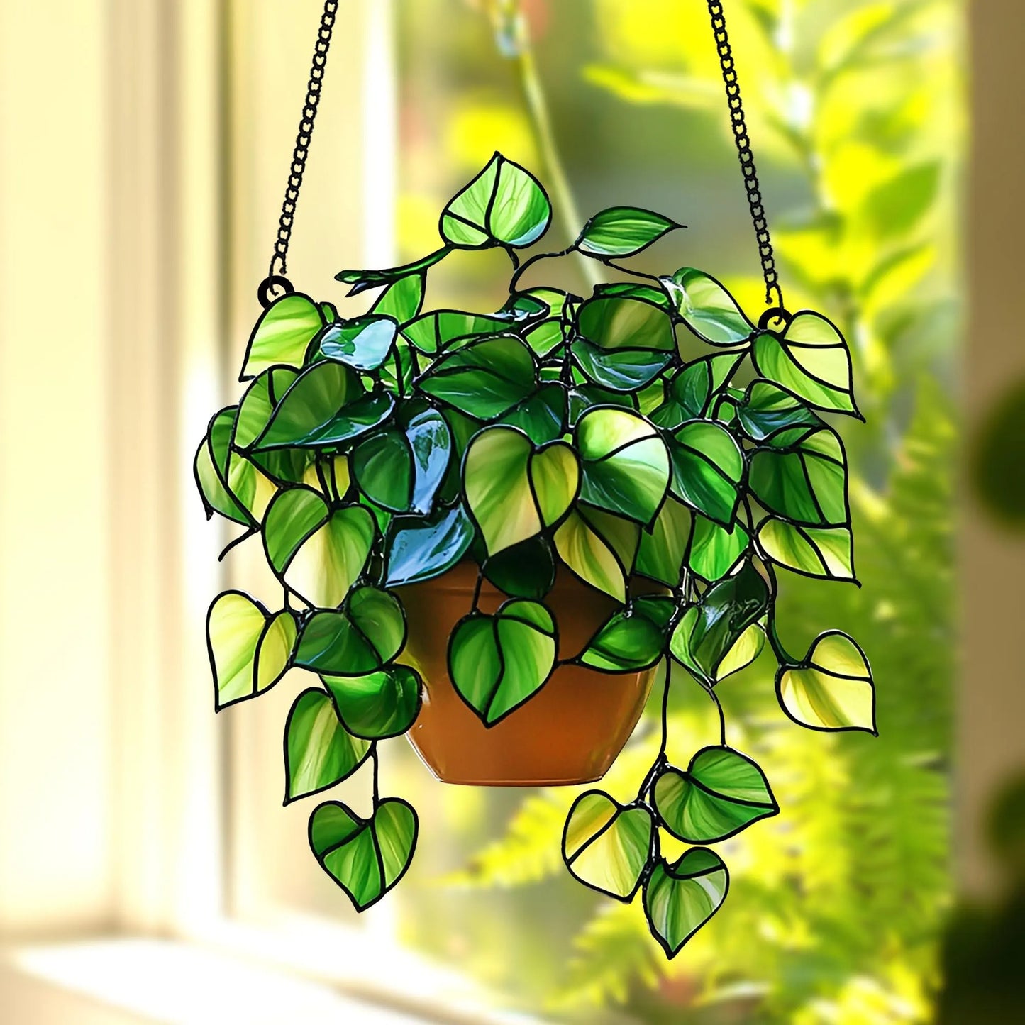 Pothos Acrylic Window, Plant Acrylic Window Hanging