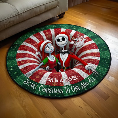 Creepy Cute Couple Round Mat - Personalized Gifts For Couple