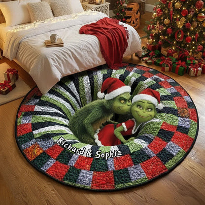 Funny Couple Quilted Round Mat - Personalized Gifts For Couple
