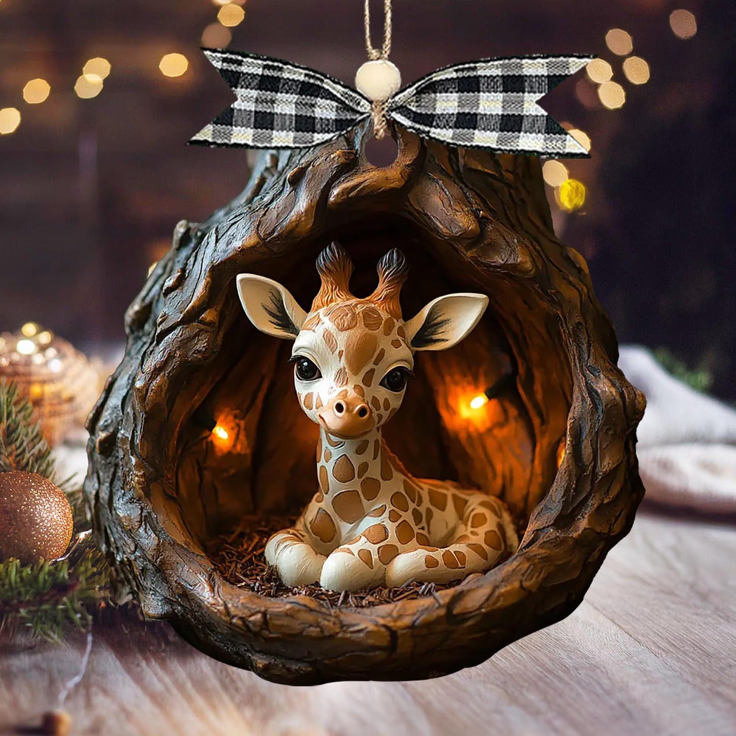 Giraffe Wooden Ornament Christmas Gift for Giraffe Lover Animal Lover