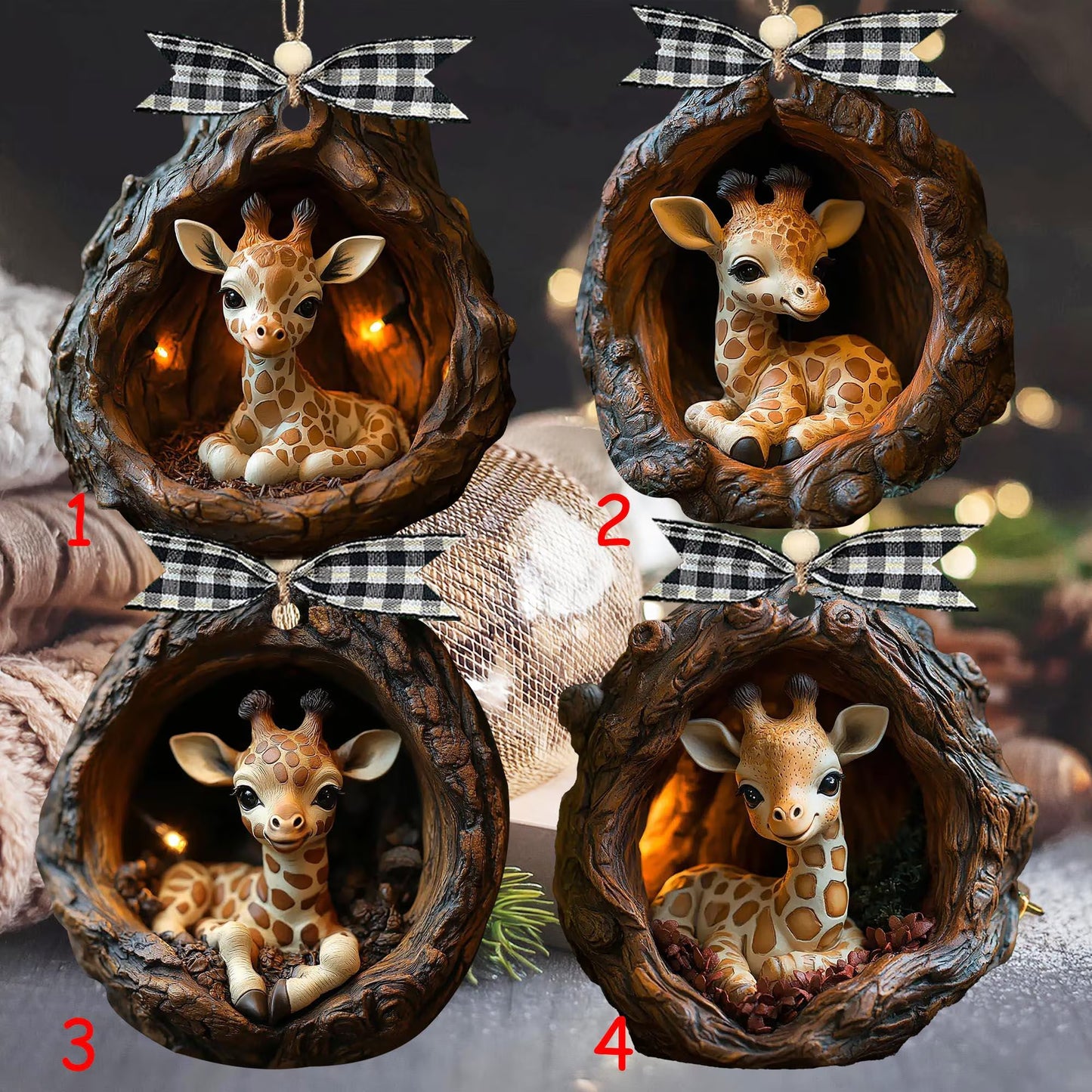 Giraffe Wooden Ornament Christmas Gift for Giraffe Lover Animal Lover