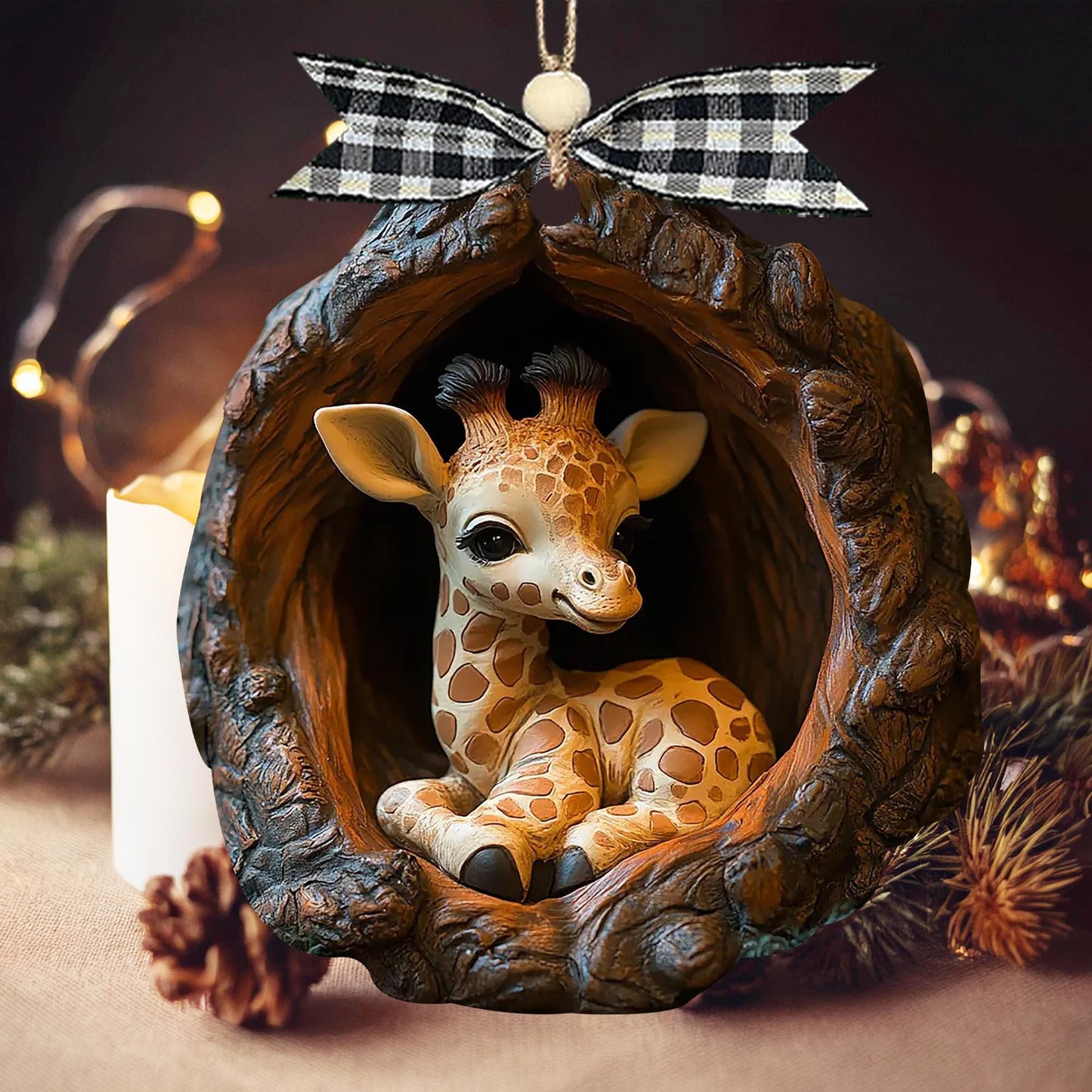 Giraffe Wooden Ornament Christmas Gift for Giraffe Lover Animal Lover
