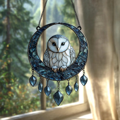 Moonlit Owl Faux Acrylic Suncatcher Window