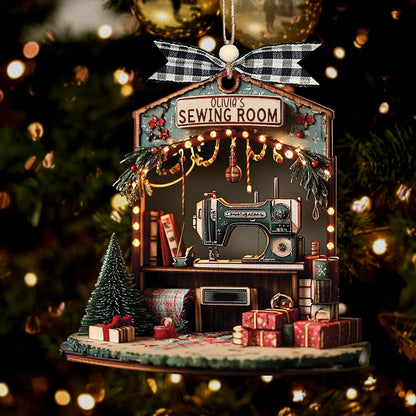 Personalized Sewing Machine Wooden Ornament