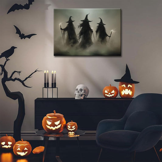 Vintage Witchy Wall Art ,Witch Canvas, Witch Halloween Poster, Wall Decor